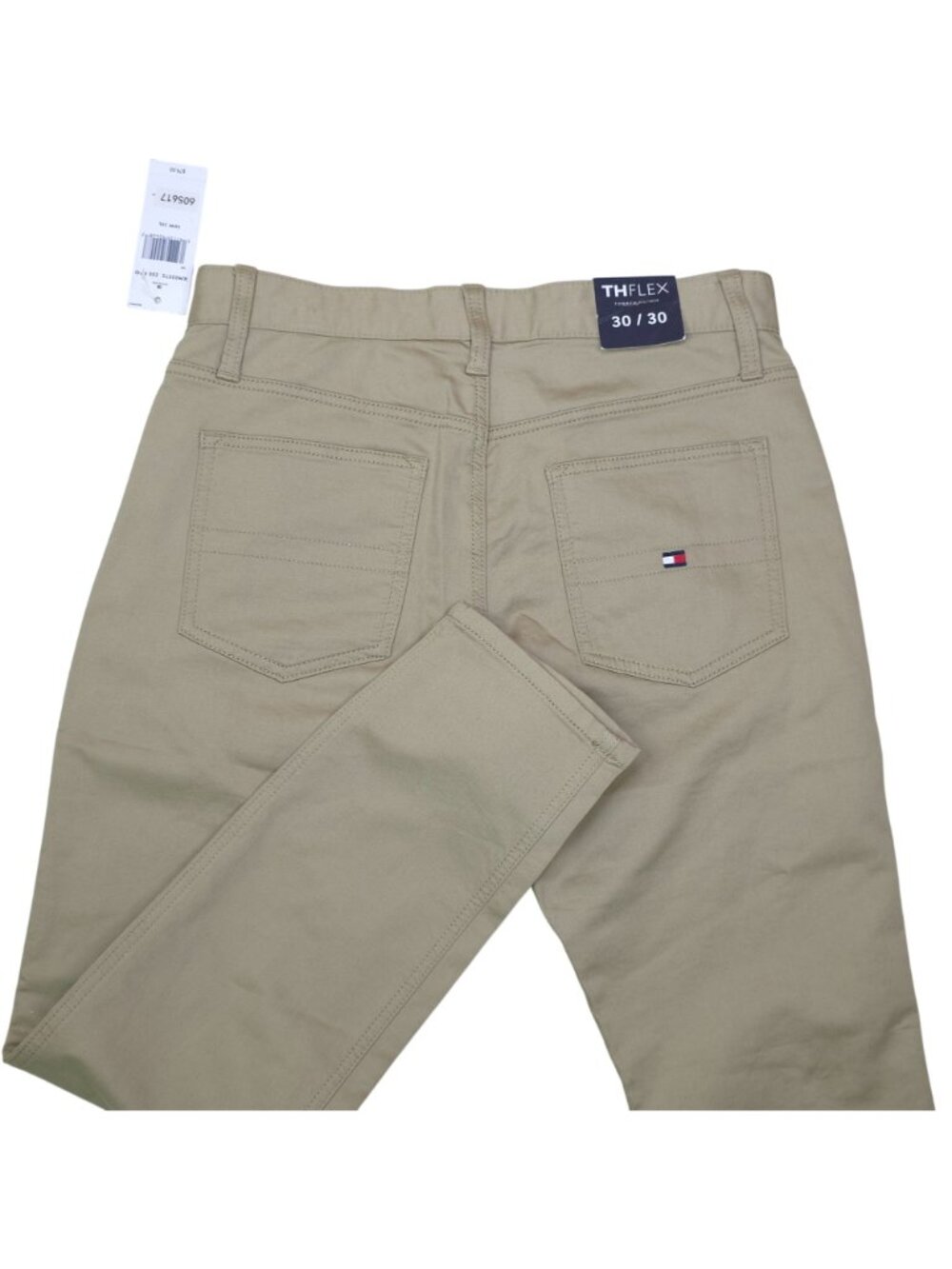 Tommy Hilfiger TH Flex Mens Khaki Slim Fit Pants 30W 30L Stretch Cotton Comfort